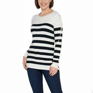 Attitudes Renee Stripe Sweater Lace-Up Shoulder